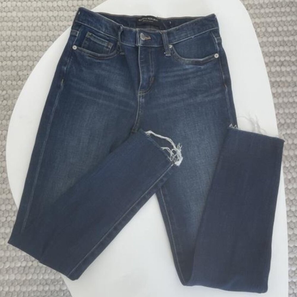 Banana Republic High Rise Skinny Raw-Hem Med Wash